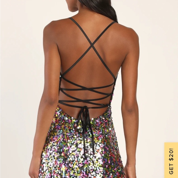 Lulu’s multi sequin mini dress XS NWOT - Picture 6 of 6